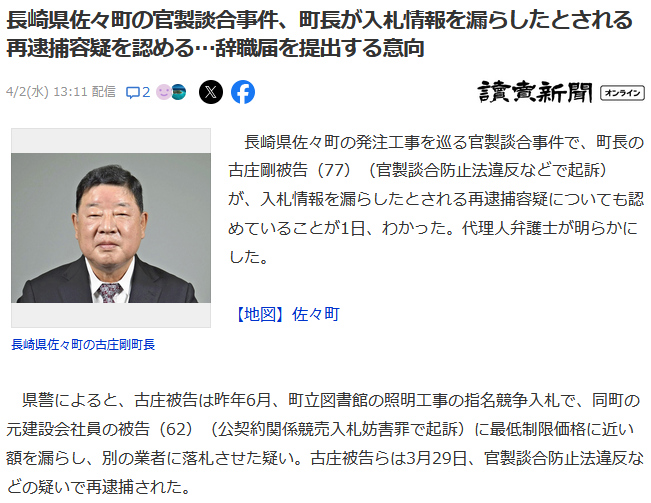 古庄剛、官製談合